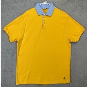 J. Peterman Polo Shirt Adult Large Yellow Rugby‎ Short Sleeve 100% Cotton Mens